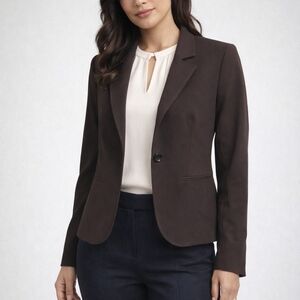 Tahari Dark Brown Single-Button Tailored Blazer